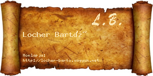 Locher Bartó névjegykártya